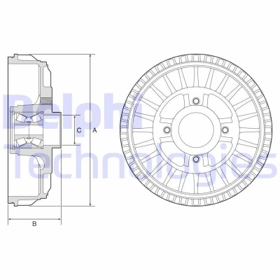 Immagine di DELPHI BFR622 Freni a Tamburo senza anello sensore ABS, con cuscinetto ruota, supporto 262