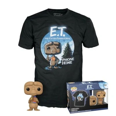 Immagine di Funko Pop! &amp; Tee: E.T. With Reeses Large (L) T Shirt, Maglietta Vestiti con Figura in Vinile da Collezione Idea Regalo Giocattoli e Top a Maniche Corte per gli Adulti Uomini Donne