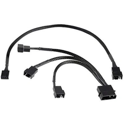 Immagine di POPPSTAR cavo Molex per ventole 12V (cavo a Y 2 pin 15cm (1x spina 3x spine) + di prolunga PWM 4 30cm) collegare 3 un’alimentazione
