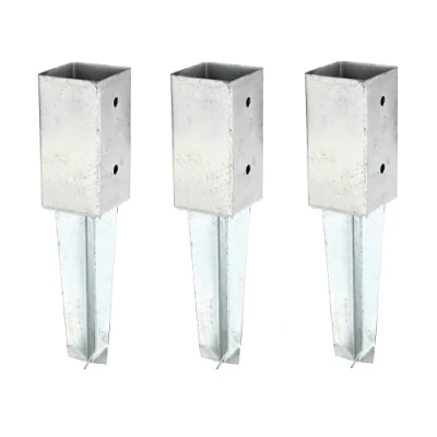 Immagine di Alberts 212612 Manicotto per pavimento, pali quadrati in legno, zincato a caldo, 71 x mm, set da 3 pezzi