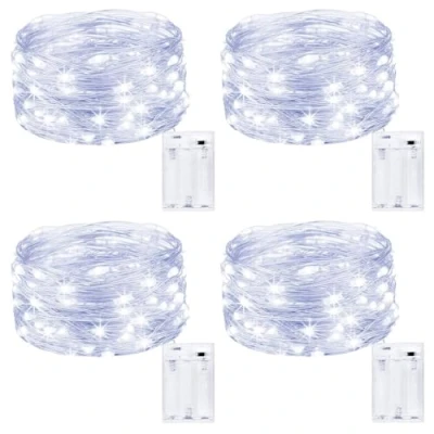 Immagine di Kolpop Stringa Luci LED a Batteria [4 Pezzi], Catena Luminosa 5m 50 con Filo Rame Ghirlanda Lucine Decorative per Camere da Letto Giardino Casa Feste Natale Matrimonio (Bianco Freddo)