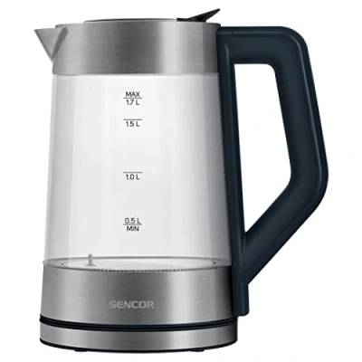 Immagine di Sencor SWK 1795SS Bollitore in vetro con capacità di 1,7 l, potenza 2200 W, acciaio inox, luce LED interna, 100% senza BPA, regolazione della temperatura (da 50 C a 100