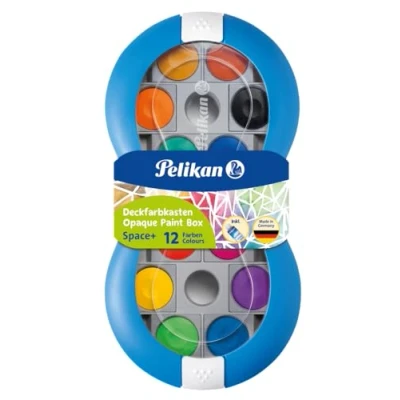 Immagine di Pelikan Acquerelli, 12 Colori, Confezione Blu, 1 Tubetto di Bianco, Scodellini Separabili, Per Dipingere, Portatile, Bambini Asilo ed Elementare, Prodotto in Germania