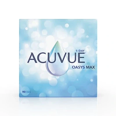 Immagine di ACUVUE OASYS MAX 1 Day, lenti a contatto giornaliere; Comfort tutto il giorno e visione nitida, filtrano la maggior parte della luce blu viola; 1.50 diottrie; BC 8.5; DIA 14.30; 90