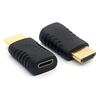 Immagine di mini connettore HDMI femmina, con adattatore da maschio a femmina