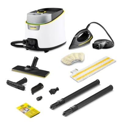 Immagine di Kärcher SC 4 Deluxe EasyFix Iron VERSIONE BIANCA Pulitore a Vapore, bar, Area di lavoro: 130 m², Serbatoio: 0,5 l + 1,3 l, Incl. kit per la pulizia dei pavimenti EasyFix, Ugelli e Ferro da stiro