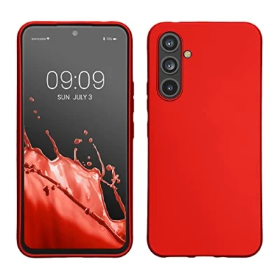 Immagine di kwmobile Custodia Compatibile con Samsung Galaxy A54 5G Cover Back Case Morbida Protezione in Silicone TPU Effetto metallizzato rosso scuro