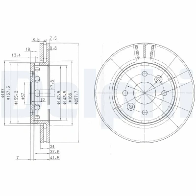 Immagine di DELPHI BG3803 Disco freno 258 24 4 ventilato Oleato non trattato senza cuscinetto ruota, anello sensore ABS KIA: Cerato Sedan