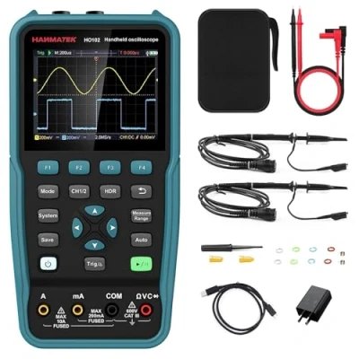 Immagine di Oscilloscopio Digitale, HANMATEK HO102 Mini da 3,5&quot;TFT,2 IN 1 e Multimetro, Schermo Retroilluminato, Funzione Auto Calibrazione, 7 Misurazioni Automatiche, Memoria