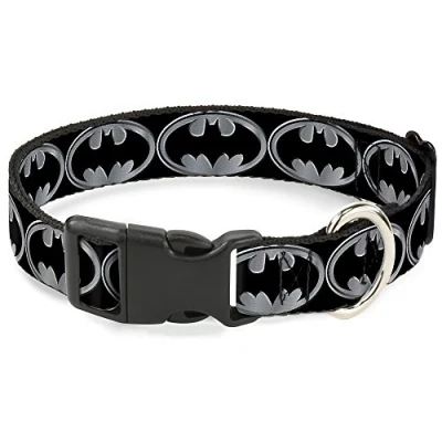 Immagine di Buckle Down Batman Shield Nero/Argento plastica Clip Collare