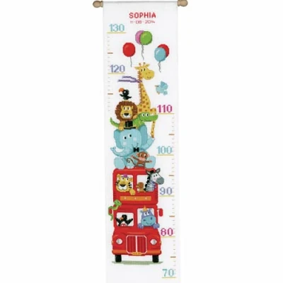 Immagine di Vervaco Stickpackung Zählmuster Fröhlicher Ausflug Kit per Punto Croce contato, Cotone, Multicolore, 18.0 x 70.0 0.30000000000000004 cm