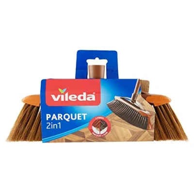 Immagine di Vileda Scopa 2 in1 Parquet, per Interni, con Due Tipi di Fibre, Polveri, Capelli, Fibre in PET Riciclato, 14.5 x 33 5.5 cm, 99.8 g