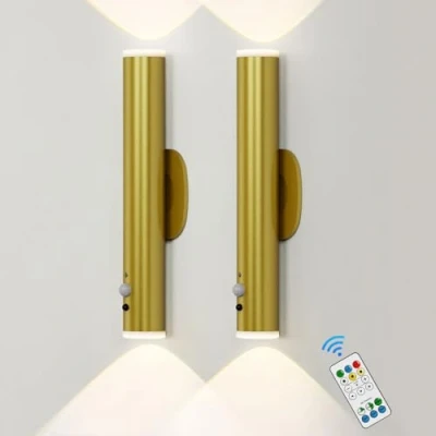 Immagine di HARPER LIVING Lampada da parete a batteria con sensore di movimento, luci LED ricaricabili per interni, luce notturna dimmerabile, camera letto, illuminazione scale (set 2