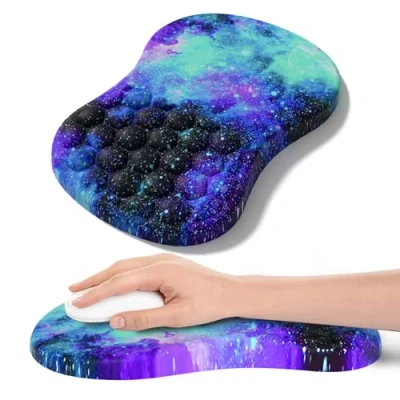 Immagine di Tappetino per mouse con poggiapolsi, ergonomico, bulbo massaggio in memory foam, alleviare il dolore,