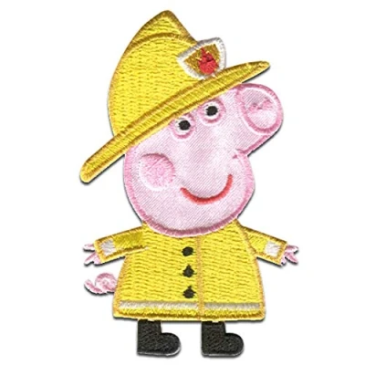 Immagine di Peppa Pig &quot;Mamma Pompiere&quot; Toppe termoadesive Patch Toppa ricamate, misura: 7,8 x 5 cm