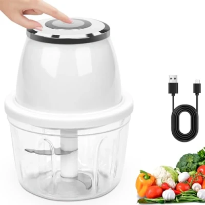 Immagine di Tritatutto da Cucina Elettrico 350ml, Frullatore Piccolo Portatile con 3 Lame per Carne Frutta Peperoncino Cipolle Aglio Bianco