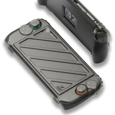 Immagine di Savage Raven by Skull &amp; Co. StandGrip Front Cover Bundle for Nintendo Switch 2: Protective Case with Textured Grips Full Protection and Hard Shell Handheld Design Smoky Black