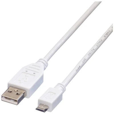 Immagine di Value Cavo USB 2.0 Spina A, Micro B 3.00 m Bianco Schermato 11.99.8755