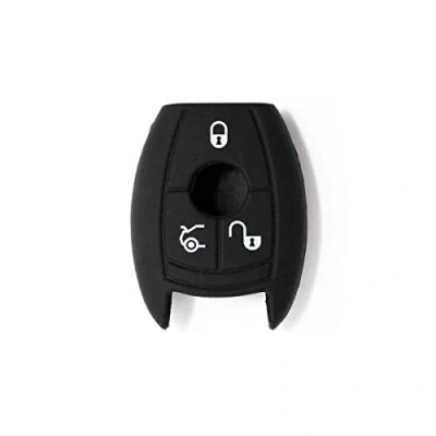 Immagine di [Portachiave] Guscio Cover Chiave in Silicone per Telecomando Auto Mercedes Benz 3 tasti (vedere compatibilità nelle foto) Classe A C E S V ML CLK SLK (NERO)