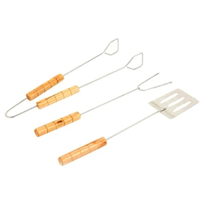 Immagine di Set di Strumenti per Barbecue 3PCS, Spatola Pinze Forchetta in Acciaio Inox, Kit Utensili Grigliate, Accessori Cucinare all&#039;Aperto