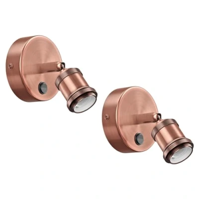 Immagine di ledscom.de 2 pz. applique RETRA, interruttore, bronzo opaco, rotondo, 1x E27 max. 60W