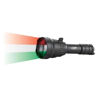 Immagine di PNI Adventure F300 Torcia LED in 3 colori, bianco, rosso, verde, distanza 500 m, flusso luminoso 540 lm, batteria 18650 da 3000 mAh inclusa, caricabatteria incluso, funzione zoom e regolazione