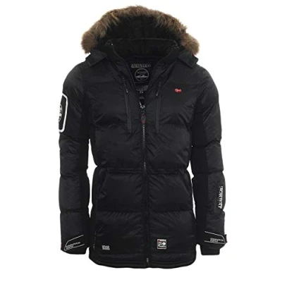 Immagine di Geographical Norway Danone Men Giacca Uomo Imbottita Calda Autunno Invernale Cappotto Caldo Giacche Antivento A Maniche Lunghe Abito Ideale Per Uomini (NERO XL)