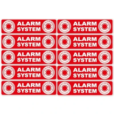 Immagine di iSecur 10 adesivi con sistema di allarme, interni, 12 x 3 cm, XL, resistenti ai raggi UV, avviso: impianto allarme I hin_453