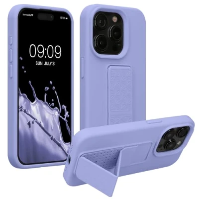 Immagine di kwmobile 1x Custodia Compatibile con iPhone 15 Pro Cover Supporto Dita Back Case per Smartphone Protezione Gommata lavanda