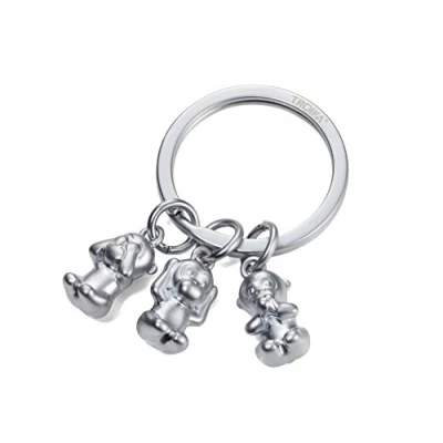 Immagine di TROIKA THREE MONKEYS KR17 18/MA Portachiavi metallo pressofuso opaco cromato argento originale
