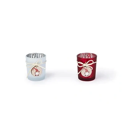 Immagine di Excelsa Set 6 Porta Lumini Gnomo, cm. 5,5 x 6,5, Vetro e Legno