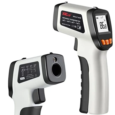 Immagine di termometro a infrarossi (non per umani), pistola laser XRCLIF cucinare/forno pizza/barbecue, temperatura IR lettura istantanea senza contatto, grigio 50 420 ℃