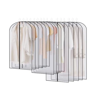 Immagine di 16PCS Custodia Porta Abiti, Copriabiti da Armadio 60x80/100/120cm, Trasparenti con Cerniera Antipolvere, Custodie per Abiti Giacca, Camicie, Gonne（Nero）