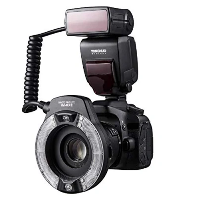 Immagine di YONGNUO YN14EX II Macro Flash per fotocamere DSLR Canon con display LCD di grandi dimensioni Anelli temperatura filtri colore Hot Shoe Mount Supporto M/TTL