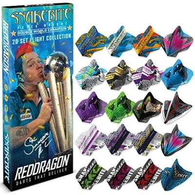 Immagine di RED DRAGON Peter Wright Snakebite DWC Collezione di voli 20 Set a Freccette (60 Flights in Total)