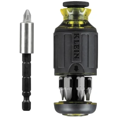 Immagine di Klein Tools 32308 cacciavite tozzo multi bit, strumento magnetico regolabile 8 in 1 con a croce, taglio, quadrato e