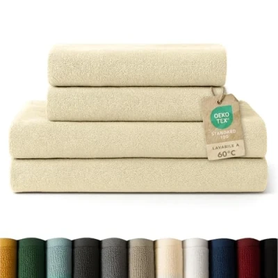 Immagine di Blumtal Asciugamani Bagno, Super Assorbenti, 100% Cotone Certificato Oeko Tex 100, Set da 2 Teli Bagno (70x140cm) + (50x100cm), Sabbia