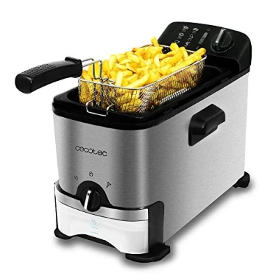 Immagine di Cecotec Friggitrice CleanFry 3000 ProFilter con serbatoio. Potenza 2000 W, capacità 3 litri, sistema per l&#039;estrazione e il filtraggio dell&#039;olio, lavabile in lavastoviglie