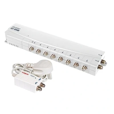 Immagine di Amplificatore antenna di segnale TV e radio, Labgear 8 vie 12 V DC Line Powered distribuzione del con connessioni tipo F, Booster professionale IR Bypass