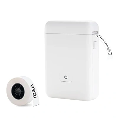 Immagine di vretti Etichettatrice Etichette Adesive Portatile Stampante per termica, Adesive, Ricarica USB, Compatibile con i sistemi Android e iOS Bianca