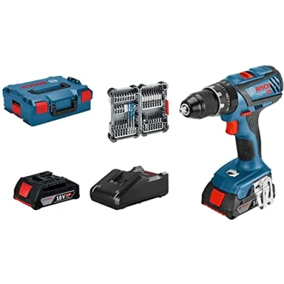 Immagine di Bosch Professional 18V System Trapano Avv. Conpercussione a Batt.Gsb 28 (Incl. Set Access. Impact 35 Pz, 2 Batt.2,0Ah, Caricab. Gal 40,L Boxx 136) Amazon Exclusive