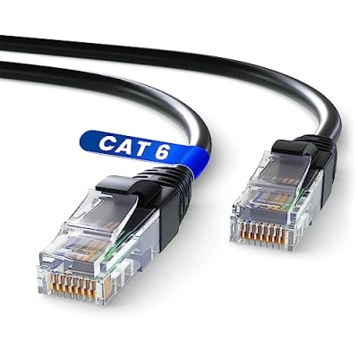 Immagine di Mr. Tronic Cavo Ethernet Cat 6 da 10m, di rete LAN Alta velocità con Connettori RJ45 Patch Internet Compatibile 5e, 7, 8 AWG24 UTP CCA (10 Metri, Nero)