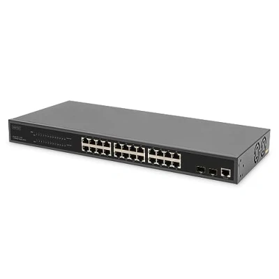 Immagine di Digitus DN 95359 Switch di rete RJ45/SFP da 19 24+2 porte 10 / 100 1000 MBit/s Funzione PoE