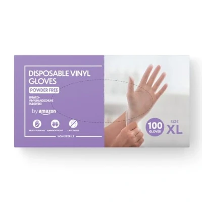 Immagine di by Amazon Guanti monouso in vinile, Taglia XL, confezione da 100(Precedentemente Marchio Hevea), Trasparente