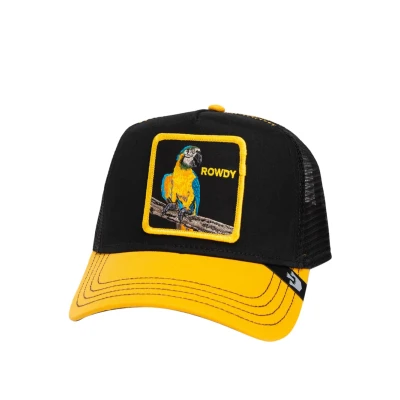 Immagine di Goorin Bros. The Rowdy Bird Pappagallo Nero Giallo Berretto da Camionista Regolabile
