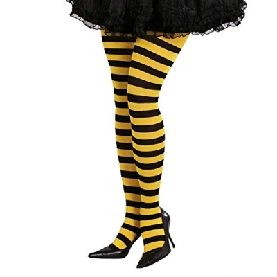 Immagine di Collant giallo neri calze a righe gialle e nere per travestimento ape