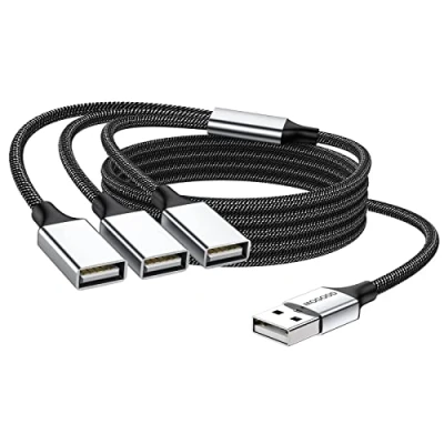 Immagine di cavo sdoppiatore USB a 3 porte, MOGOOD tipo B 1 maschio femmine 2.0 adattatore di alimentazione Hub prolunga per ricarica/trasferimento dati/laptop/Mac