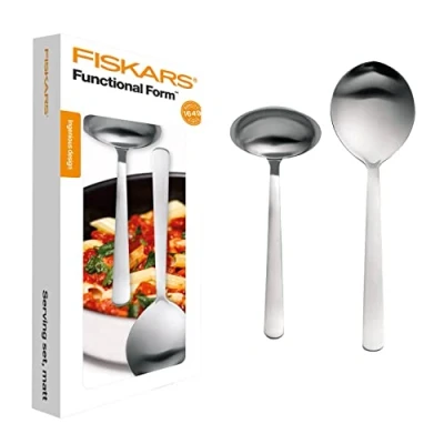 Immagine di Fiskars Functional Form Set per Servire, Satinato, 2 Pezzi, Acciaio Inossidabile, Opaco, 30 x 13.9 4 cm, 1002959