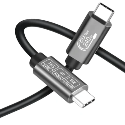 Immagine di Angusplay cavo USB C da 80 Gbps per Thunderbolt 5/4/3 1,8 m, USB4 con ricarica rapida 240 W, supporto 16K/8K, compatibile 5/4/3, 4.0, 3.2/3.1