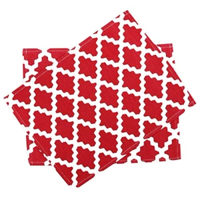 Immagine di Penguin Home® Set di 6 Tovagliette in 100% Cotone, Pattern Rosso